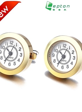 法式袖扣手表机芯袖扣时尚袖钉男士石英表走时衬衫cufflinks
