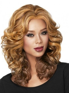 外贸出口欧美假发 化纤发时尚高温丝中长卷发速卖通爆款hair wigs