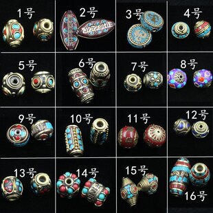 尼泊尔铜珠黄铜镶嵌配珠隔珠DIY小鸟钥匙扣佛珠配饰星月菩提配件