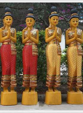 泰国迎宾大厅木雕东南亚风摆件