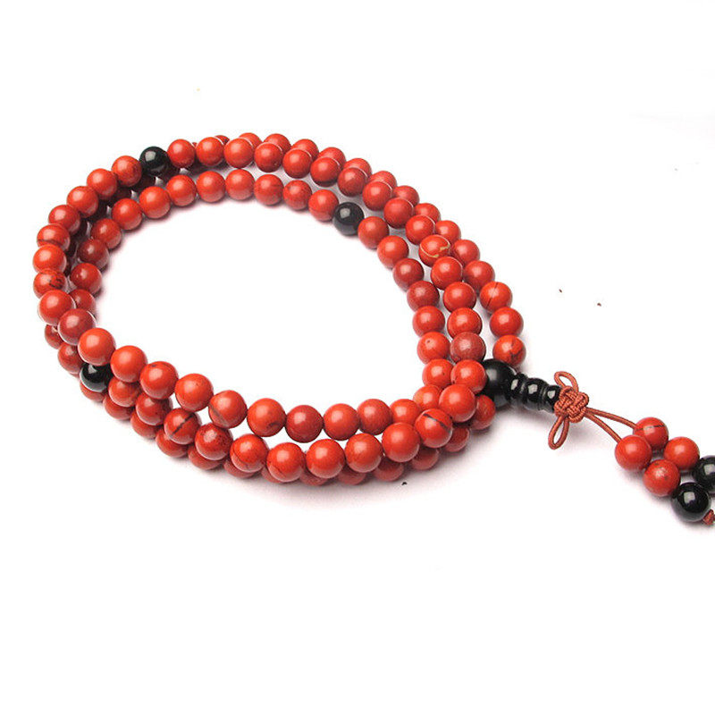 红竹石108粒男女款可结佛珠手链