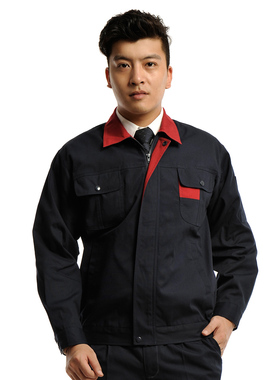 安美薇全棉帆布秋工作服男工服电焊防烫汽修工程服劳保服制服套装