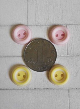 手工DIY配件辅料/儿童树脂纽扣 粉色黄色两眼磨砂一颗宽1.5cm