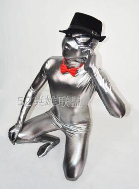 深灰色涂胶全包zentai紧身衣 舞台表演连体紧身衣 免邮