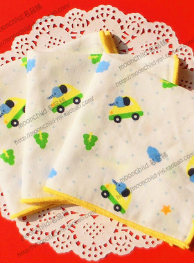 新款出口台湾日本满底大象小象全棉幼儿园儿童环保手帕方巾口水巾