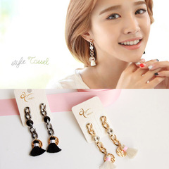 Zi Han new coarse disc thin line fringed studded chain Word 925 fungus nail non-pierced earrings ear clip