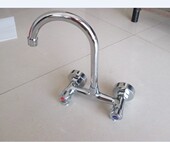 厨房冷热旋转水龙头双孔菜盆水槽洗衣池混水阀 铜入墙式 包邮