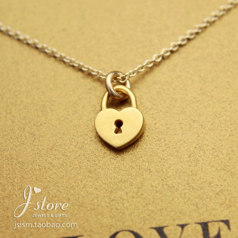 限量美国正品镀金心锁项链