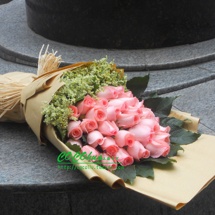 33朵粉玫瑰上海鲜花速递同城快递徐汇静安闵行杨浦东松江黄浦花店