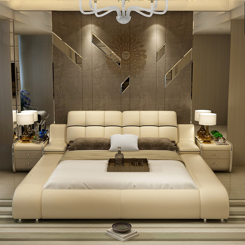 Official quality goods Mousse Katie Master Bedroom Tatami Double bed 2 2.2 Big bed marryin the Residential furniture , Beds , Leather Bed  category - from Buy2taobao.com to provide professional Taobao agent buy service