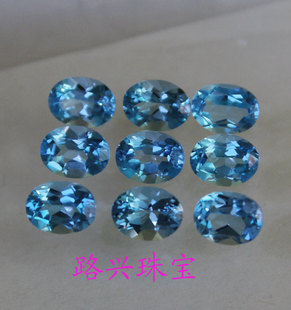 天然宝石 瑞士蓝  椭圆形6*8、7*9、8*10、9*11mm 蓝黄玉、托帕石