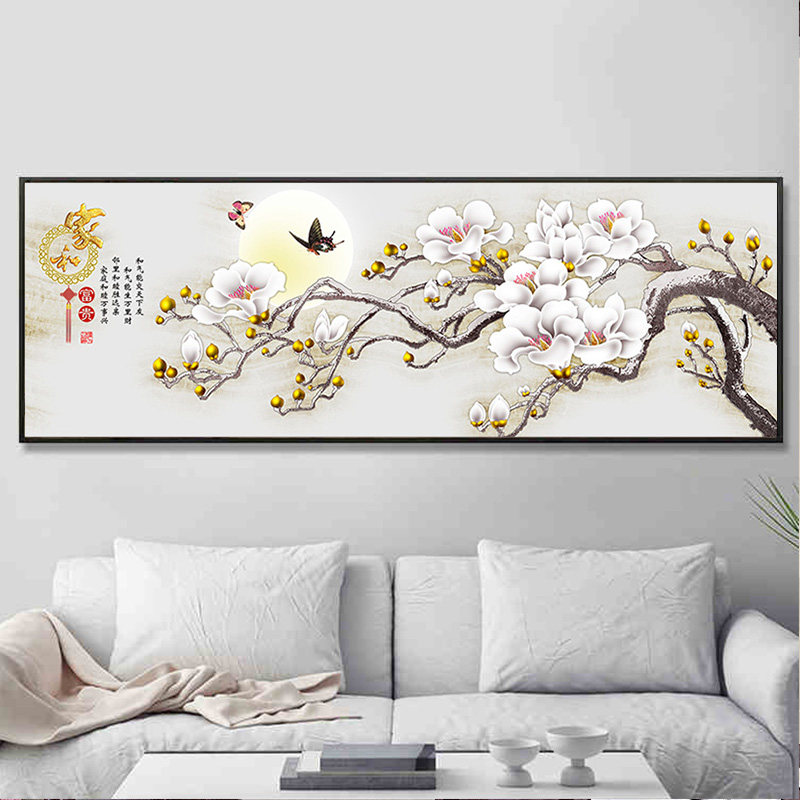 2024新款十字绣家和富贵客厅大幅简约现代大气玉兰简单新手工线绣