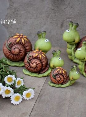 美式乡村风陶土园艺蜗牛家居装饰