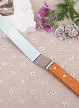 8寸10寸木柄弯曲抹刀 奶油抹平刀 不锈钢曲柄烘焙刮刀 蛋糕吻刀