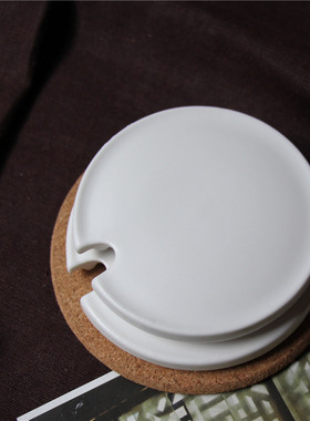 亚光马克杯盖陶瓷杯盖子白色 创意圆形牛奶带孔杯盖黑色直径789cm