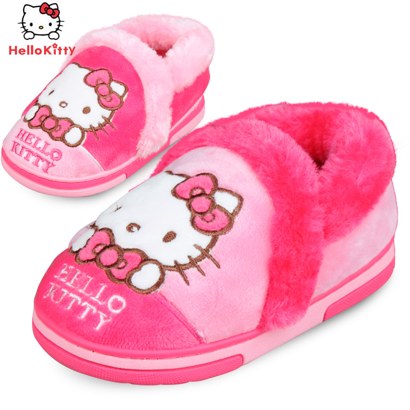 Chaussons enfants en suède HELLO KITTY pour hiver - semelle plastique - Ref 1003618 Image 1