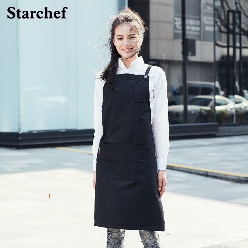 交叉皮条款服务员茶馆奶茶咖啡店美甲防水工作服定做包邮logo绣花