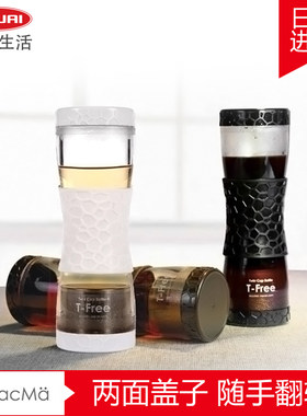 日本便携式双盖过滤茶杯500ml随手杯创意水杯子欧美亚非利快MacMa