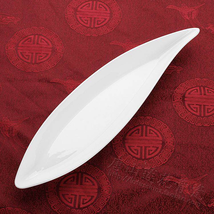 16英寸骨瓷鱼盘纯白异形