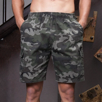 Người đàn ông mới nhỏ tươi giản dị cắt quần đa túi dụng cụ quân đội màu phù hợp với đàn hồi quần short 7 điểm quần bãi biển quần