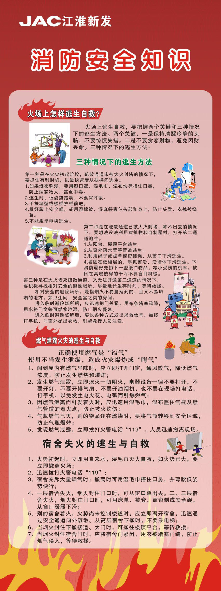 730墙画海报展板喷绘贴纸素材842火场上燃气泄露火灾逃生与自救