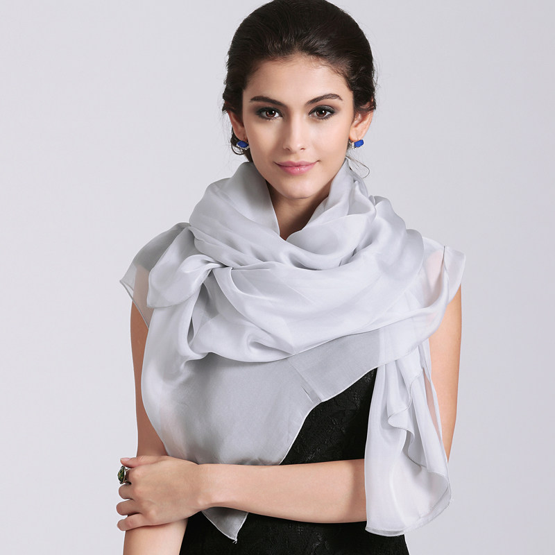 颜色正！！桑蚕丝丝巾气质灰色