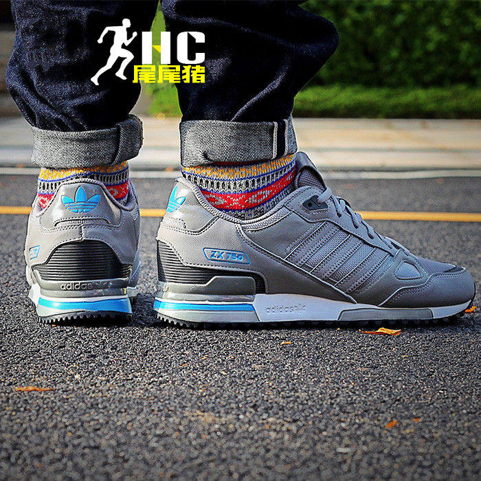 adidas origins三叶草zx750元祖灰男女中性休闲跑步鞋 af4167