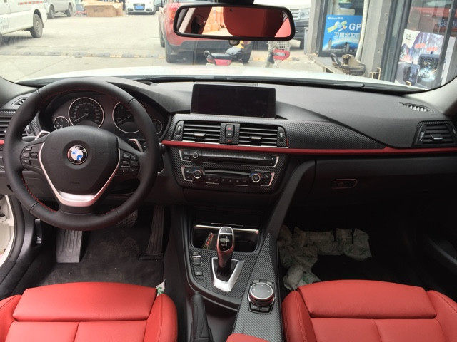 宝马新3系320li内饰中控汽车贴纸改装改色328碳纤维贴膜装饰贴