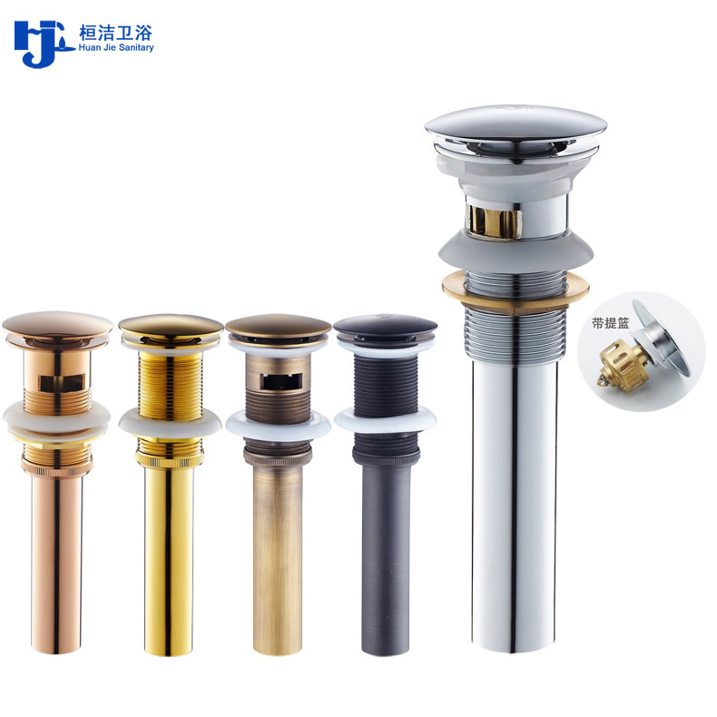 洗脸盆下水器黑色浴缸洗手拖把池铜浴缸弹跳式下水管套装台面盆
