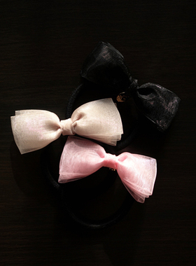 日韩夏季新款发饰Reefur梨花梦幻雪纺纱蝴蝶结简约发圈樱花粉头绳