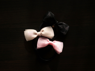 日韩夏季新款发饰Reefur梨花梦幻雪纺纱蝴蝶结简约发圈樱花粉头绳