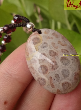 天然珊瑚玉化石满花吊坠甜美风女