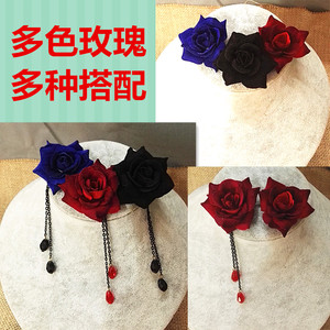 20元包邮欧式复古哥特lolita绒布流苏水晶多种搭配耳环无耳洞耳夹