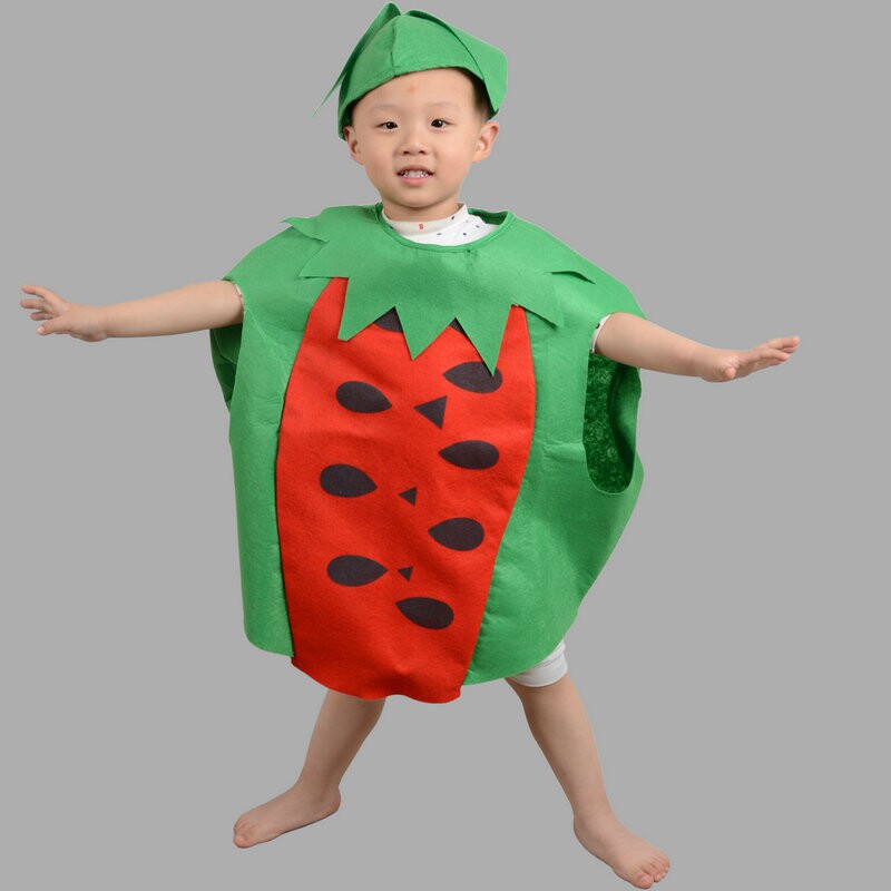 五娃争福万圣节儿童服装西瓜造型舞台表演服装水果服装儿童西瓜