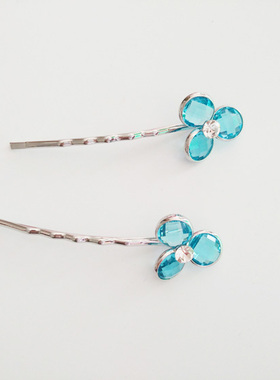 饰品复古水晶甜美风花朵刘海夹