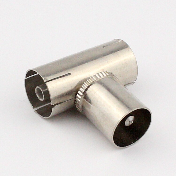 纯铜加长一公转二母/rf转接头/有线电视线插头/tv头/三通 铜镀镍