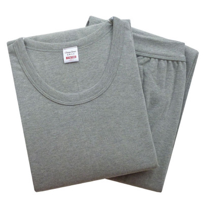 男士纯棉圆领内衣 全棉低领秋衣秋裤套装中老年棉毛衫棉毛裤 中厚