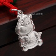 Baobaoyin Jewelry Silver 999 pure silver horse long life lock pendants children lock Ma baby first birthday gift red string necklace