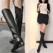 2015 quarter boots Western leather over the knee boots for fall/winter women flat boots high boots flat heel women boots
