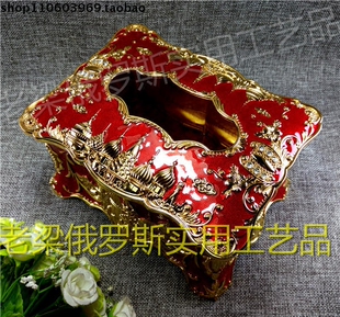 ZL-02特价俄罗斯锡金属抽纸巾盒B向日葵角小号红色金城堡欧式精美