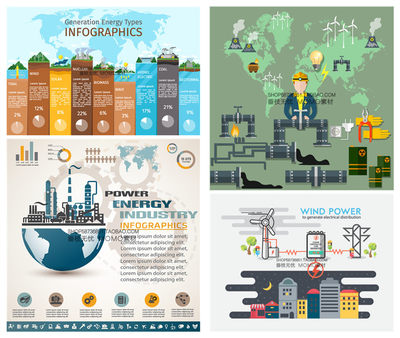 A2579矢量扁平化可视化信息图工业企业图表能源 AI设计素材