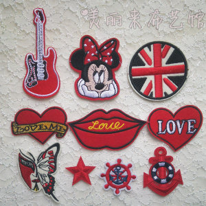 新款补丁布贴牛仔羽绒衣服补丁装饰贴布服装DIY辅料红色服装薇章