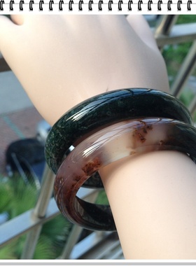 佳石琦缘特色天然绿草玛瑙手镯原石手环女闺蜜礼71