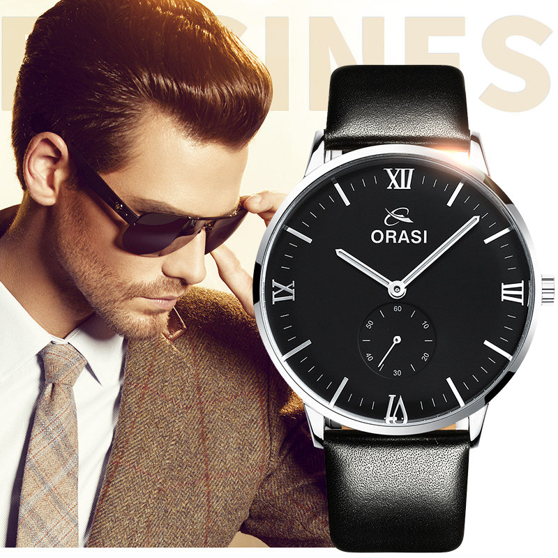 时尚潮流简约男士手表学生皮带韩版国表石英表防水夜光手表男表