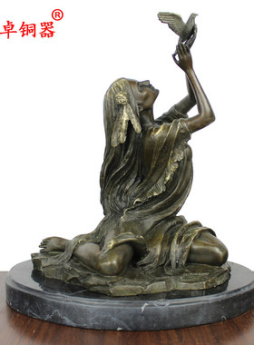 欧式风人物印第安美女铜雕