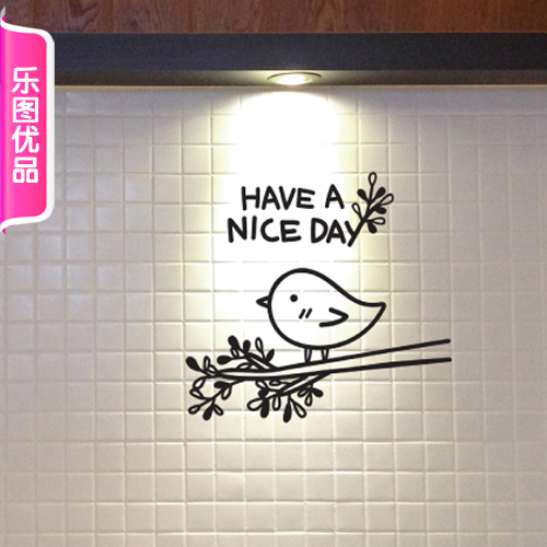 客厅沙发背景墙装饰可移除墙贴纸贴画可爱卡通树枝鸟窝小鸟的家图片