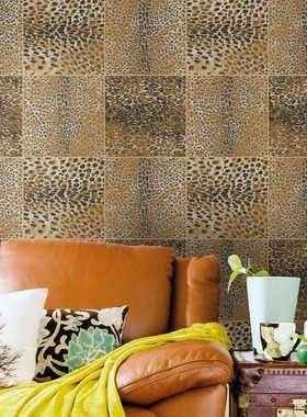 金钱豹皮毛大理石砖纹背景墙纸 包邮壁纸 服装店时尚盛宴SSSY3