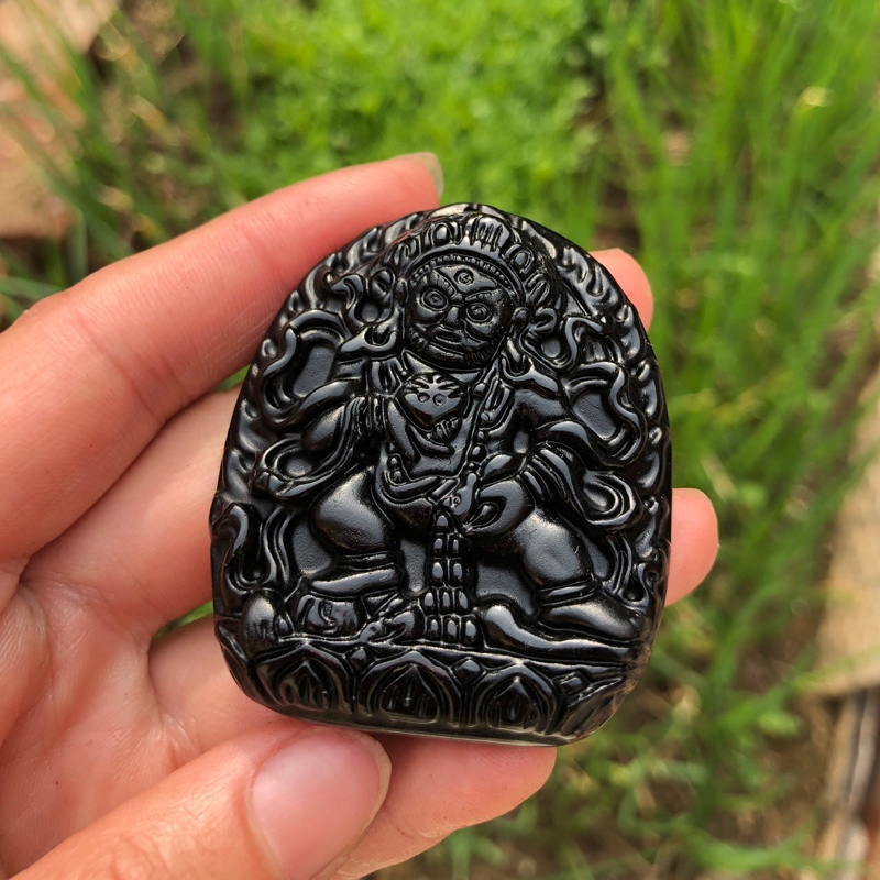 大黑天项链豁达客天然黑曜石