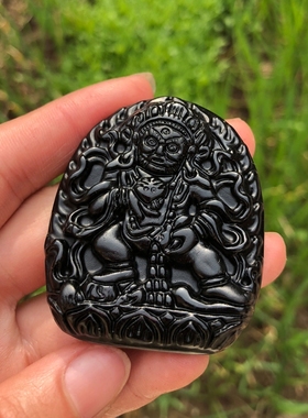 大黑天项链豁达客天然黑曜石