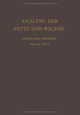 【预订】Analyse Der Fette Und Wachse Sowie D...